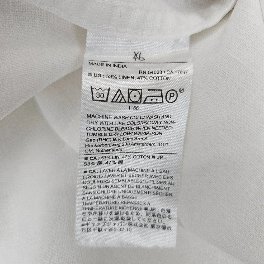 Banana Republic Men's White Button Up Shirt Size XL Linen/Cotton Blend Slim Fit